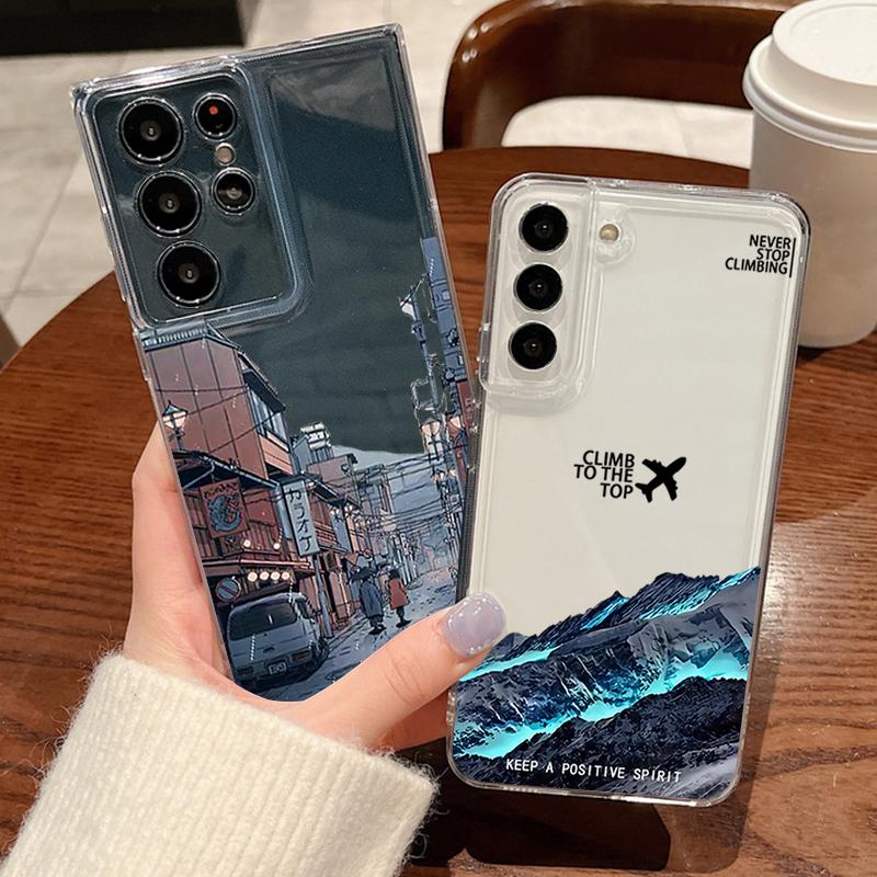 Bergflugzeug Muster Handyhülle Für Samsung Galaxy S26 S25 S24 S23 Ultra S22 Plus S24 S21 FE S25 Edge Transparentes Weiches TPU Cover