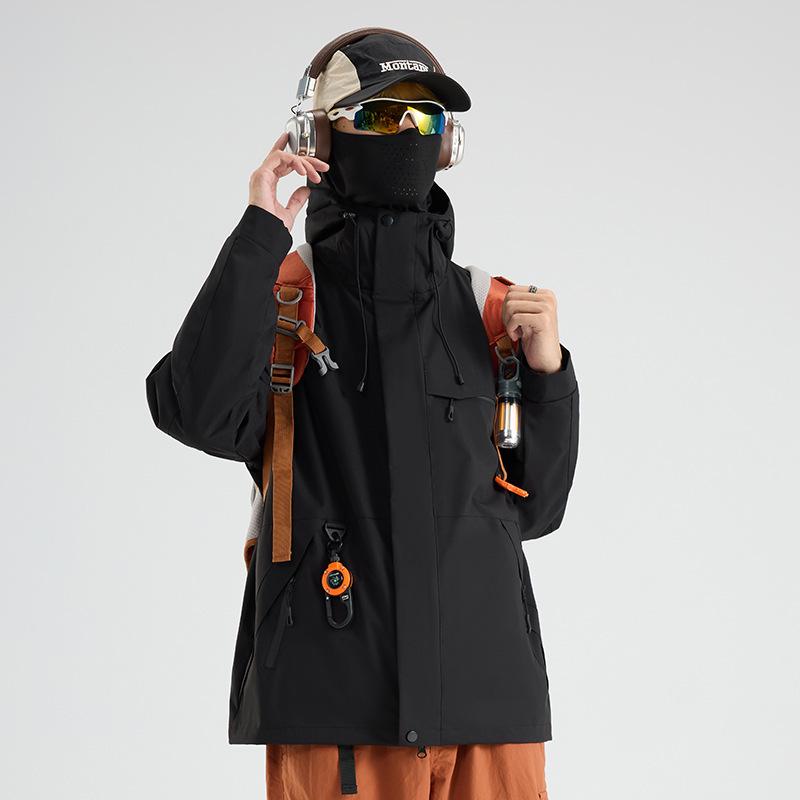 Unisex 3-in-1 Outdoor Jacket Set with Fleece Liner, Perfect for Couples in Mountaineering. 2X-Large