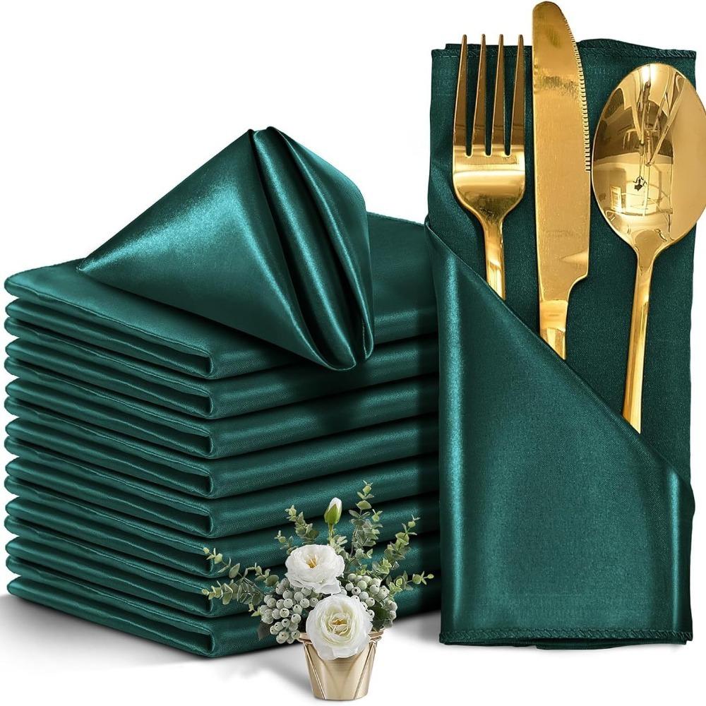 10pcs Soft Satin Napkin 30x30cm Table Napkins High-end Dinner Napkins  Event
