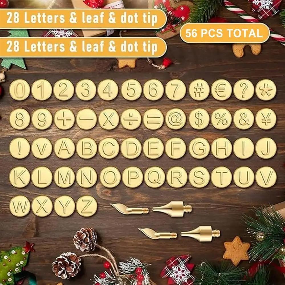 Internal Heat Wood Burning Pen Tips Kit Embossing Woodworking with Alphabet Carving Set Wood Burning Letter Stamp