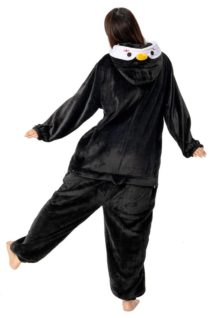 OLAOLA Penguin Kigurumi Pajamas for Animal Warm Fluffy Cold Cute Adults, Costume, Loungewear, Flannel, Protection, Unisex, (Size L, 175-185)