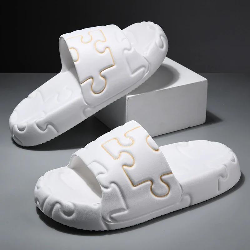 Модные мужские тапочки на платформе мягкие тапочки модные женские шлепанцы из ЭВА уличная обувь летние повседневные парные тапочки 40-41 белый 3224₽