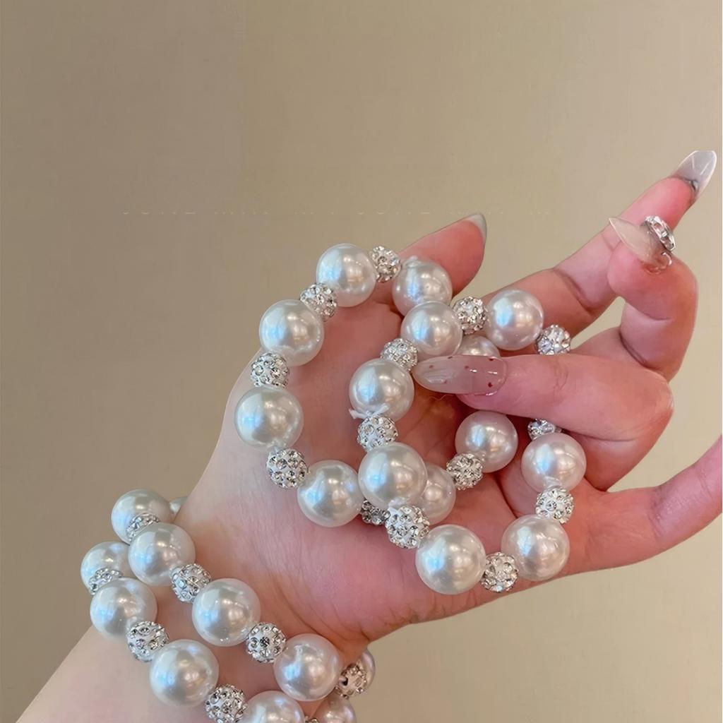Celebrity Style Expensive Beads Flash Diamond Hair Band High-End Light Luxury Bracelet Hair Rope Dual-Purpose
