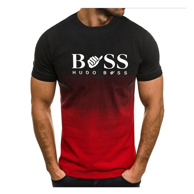 Male Gradient T Shirts Summer Men's Clothes Whatever Letter Short Sleeve Men Trend Products Sports Top Gym Tee Quick Dry T-Shirt