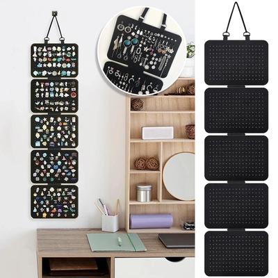 1Set Felt Hanging Storage Bag Jewelry Holder Brooch Badge Earrings Storage Removable Jewelry Organizers Display Panels Rangement