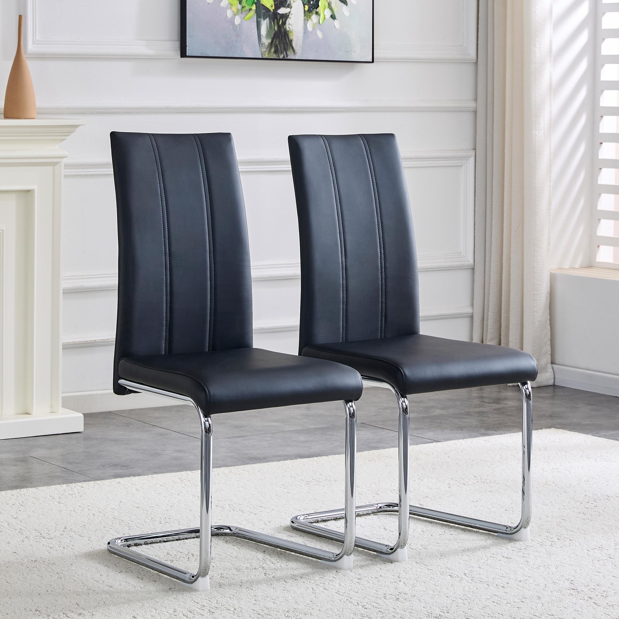 Modern Dining Chair Black, PU Leather