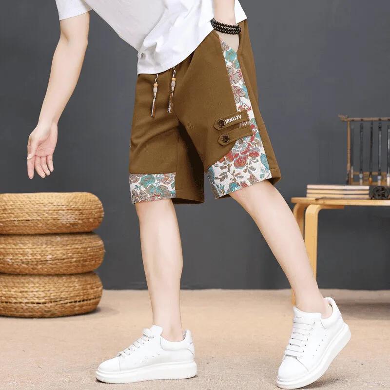 Summer Men's Embroidery Shorts Men Streetwear Hip Hop Straight Leg Short Pants Casual Sports Five-Point Pants Male