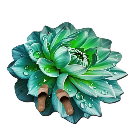 3D Flower Area Rug Realistic 3D Floral Pattern Plush Floor Mat Non-Slip Soft Velvet Bathroom Mat for Living Room Bedroom Kitchen Entryway