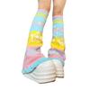 Damen Gestrickte Lange Beinwärmer Socken Japanisches Harajuku Sternenmuster Regenbogen Gestreift Wendbar Ausgestellte Baggy Beinabdeckungen