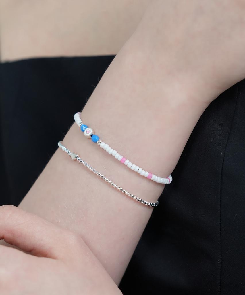 Bonbeau Soul Heart Charm Glass Beads Bracelet Colored Heart Charm Point Glass Beads Bracelet