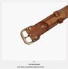 Unisex Handmade Retro Genuine Leather Belt with Solid Copper Pin Buckle