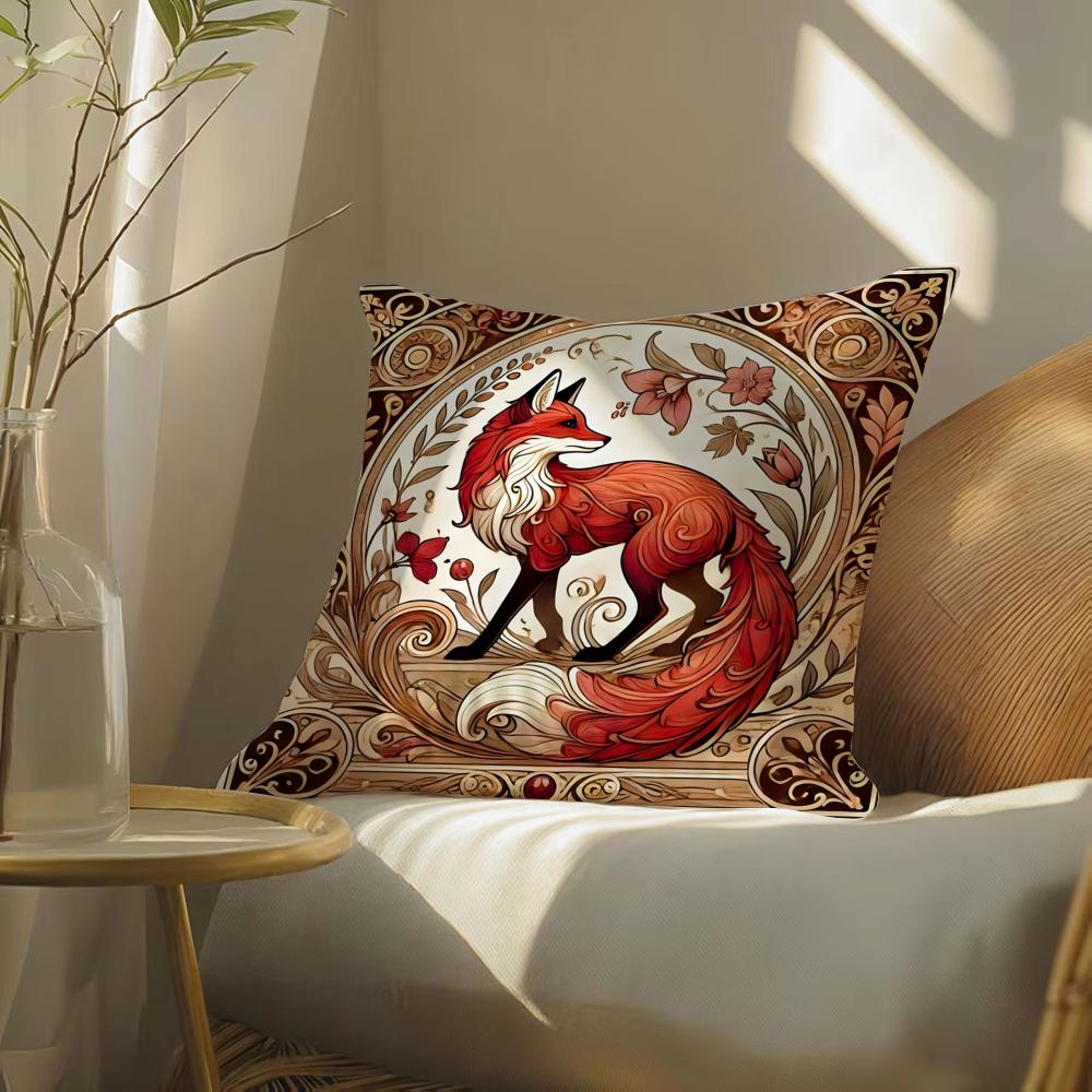Animal And Natural Floral Prints Pillow Case Double-Sided Plush Sofa Cushion Covers Organic Breathable Invisible Zipper
