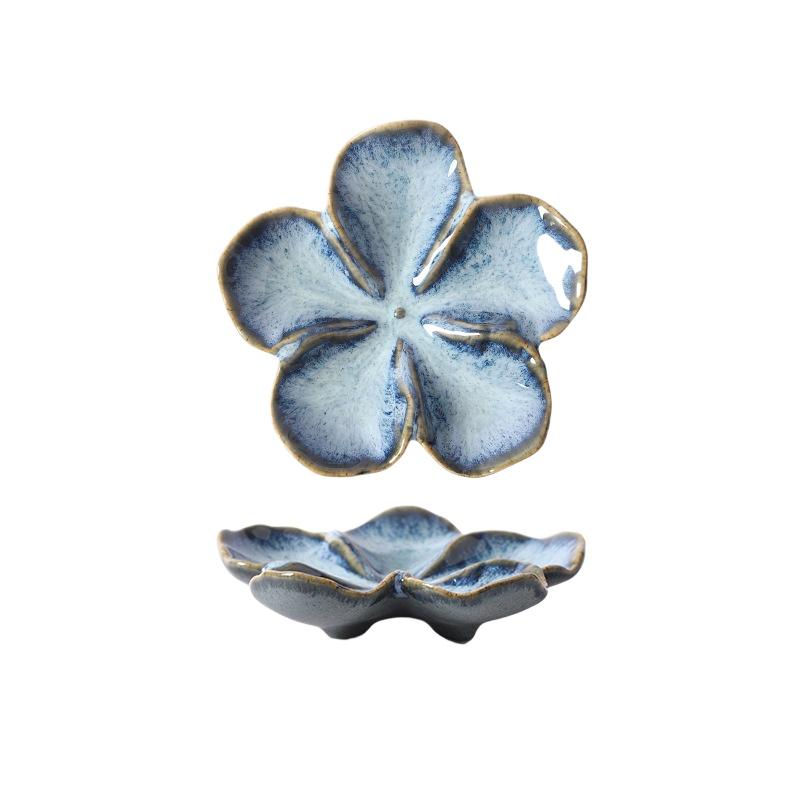 Vintage Ceramic Craft Dish Flower Shaped Small Dish Creative Dipping Sauce Small Dish Multi-color Kiln Transformed Dish Gift