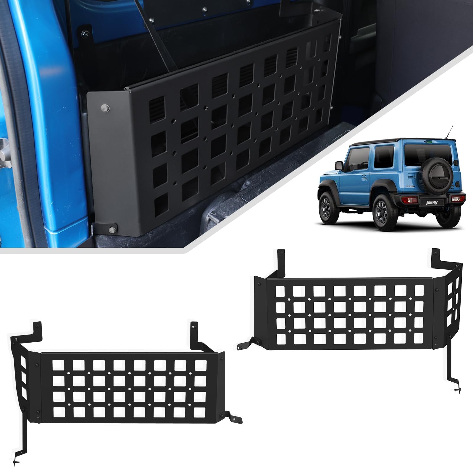 

AMWMORV Trunk Expansion Shelf for Jimny Storage Openwork Design with Hook and Loop for Small Luggage and Trunk Organization JB64/JB74, Double-Sided чёрный