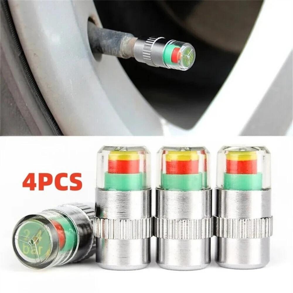 4Pcs/set Automobile Tire Nozzle Cap Anti-theft Valve Core Caps Tire Pressure Detection Pressure Gauge Universal Type Cap