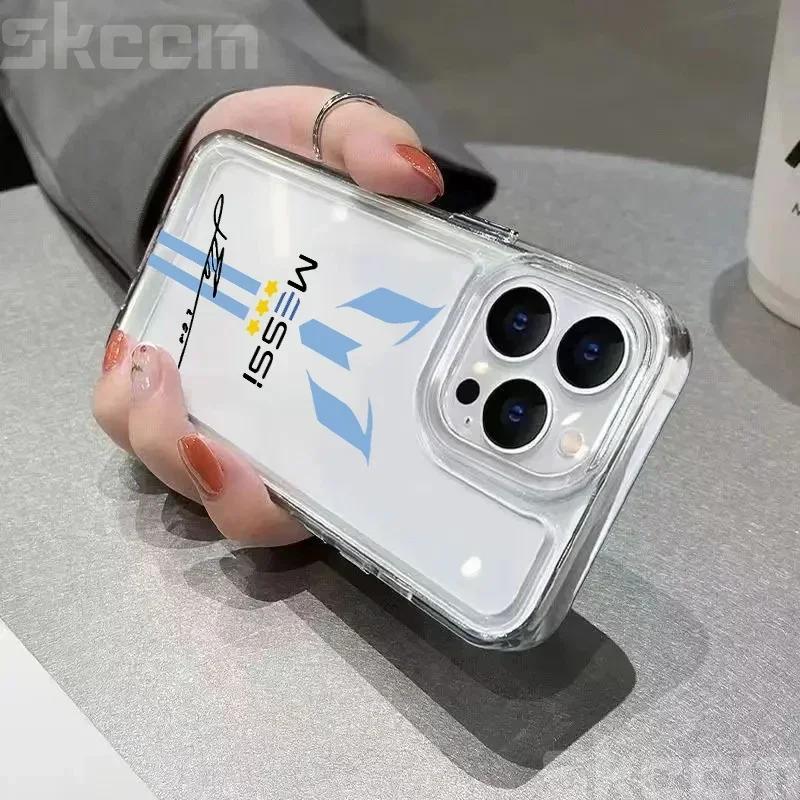 MESSi Football Transparent Phone Case For iPhone 15 16 14 13 12 11 Pro Max Mini X XS XR 7 8 15 Plus Shockproof Soft Cover