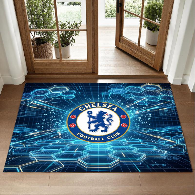 Chelsea FC Design Crystal Velvet Rug Soft Decorative Mat for Bedroom Entrance
