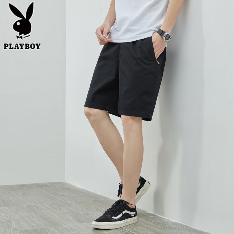 PLAYBOY Men s Pure Cotton Casual Mid-Length Shorts 2XL чёрный
