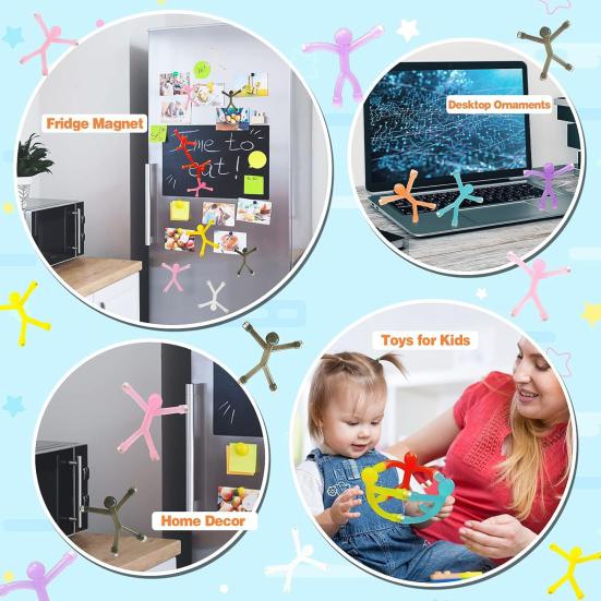 10 Stück Stressabbau Magnet Männer Spielzeug Bunt 3D Männer Kühlschrankmagnet Kinder Erwachsene Tragbares Reise Sinnesspielzeug
