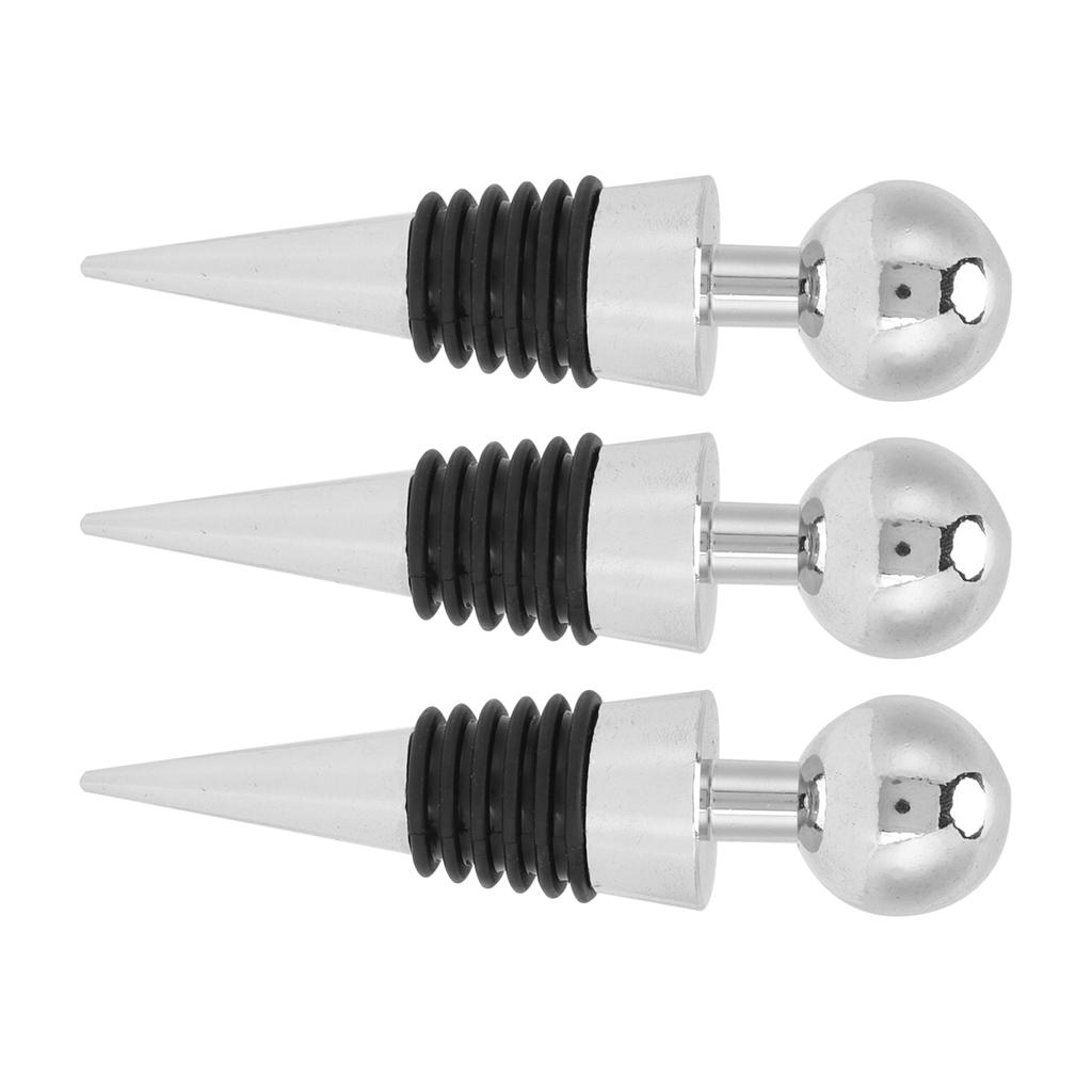 3PCS Wine Bottle Stopper Silver Round Head Beverage Bottle Stopper for Bar Holiday Party
