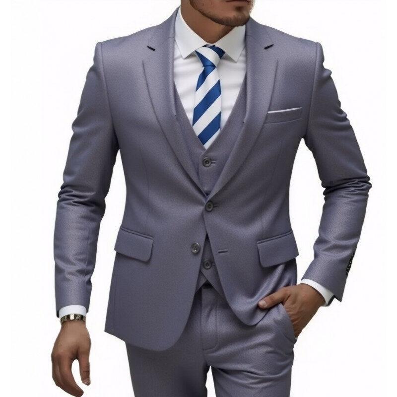Two-piece Suit Men's Fashionable Gentleman Business British Style Solid-color Banquet Host Casual Wedding Suit