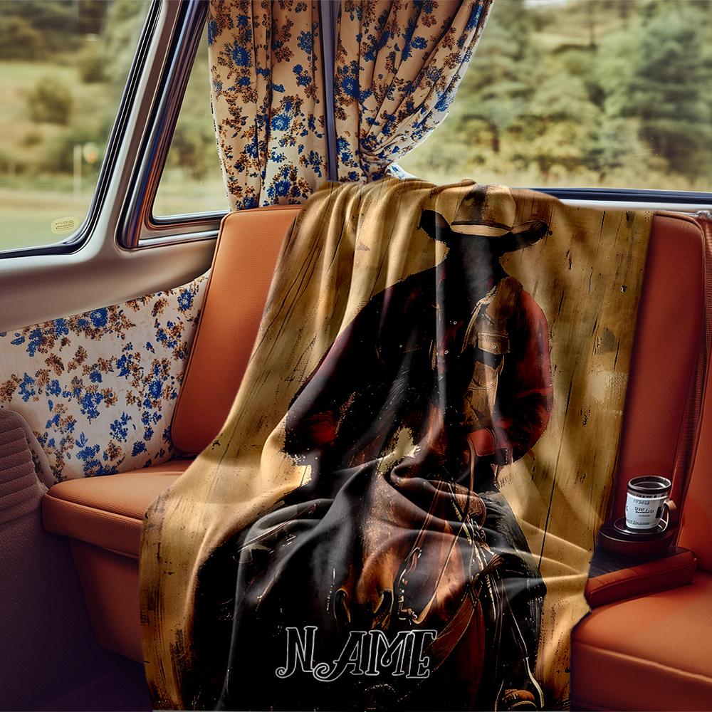 Horse Rider Barn Hair Flowers Sunflower Blanketcustomize Your Name Lightweight Comfortable And Stylish Blanket For Travel Bed Home Chair Office Sofa