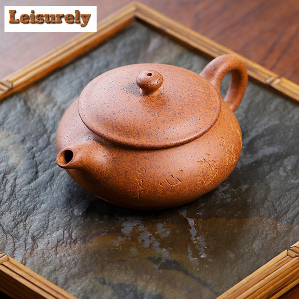 100 ml Boutique Yixing Lila Ton Teekannen Handgefertigte Geschnitzte Kanne Roherz Brennholz Abschnitt Schlammkessel Zisha Teeset Sammlung Handwerk