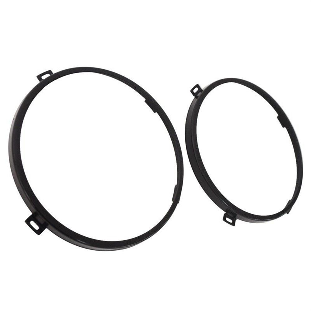 2Pcs 7" Headlight Mounting Bracket Ring Black Round for Jeep Wrangler JK 2007-18