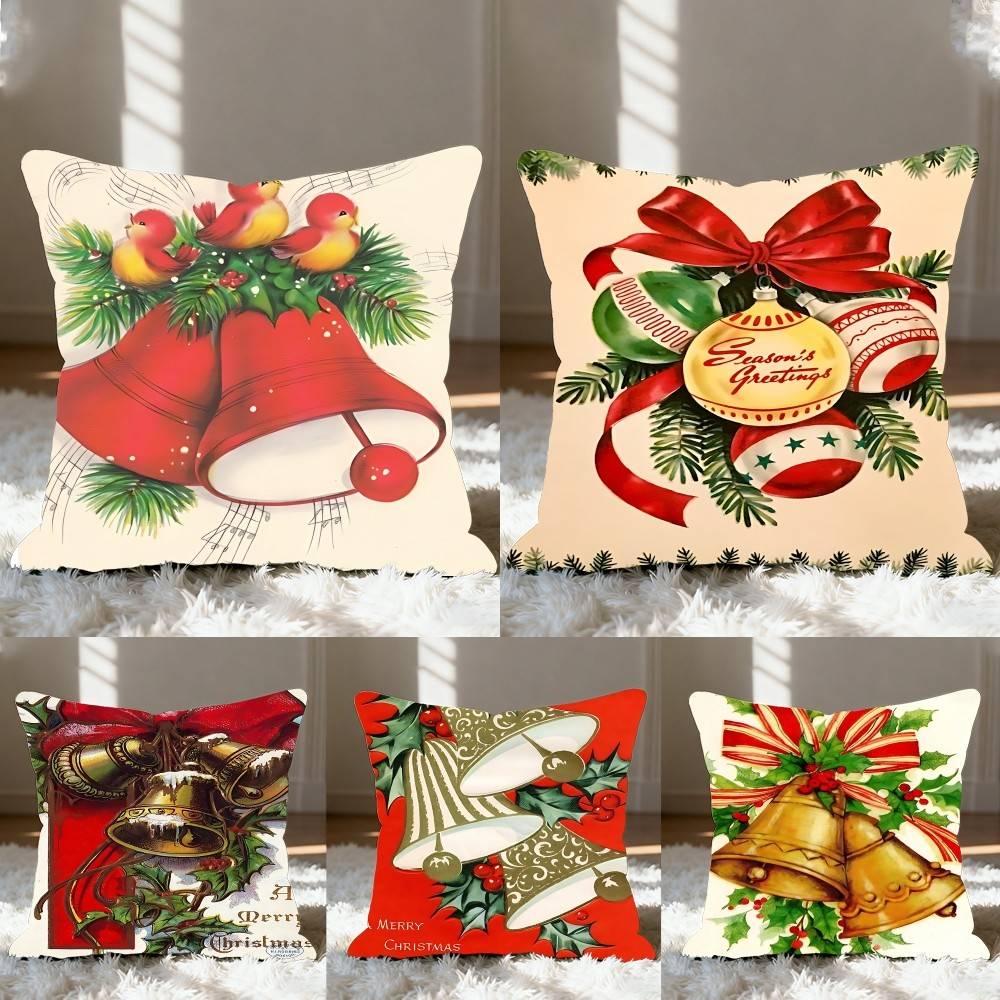Weihnachtsglocke Kissenbezug Überwurf Kissenbezug Nordisch Vintage Stil Kissenbezüge Zuhause Wohnzimmer Sofa Couch Sitz Dekoration