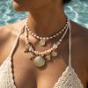 Boho Baroque Imitation Pearl Necklace For Women Starfish Conch Coin Pendant Charm Choker Beach Party Vacation Jewelry Gift