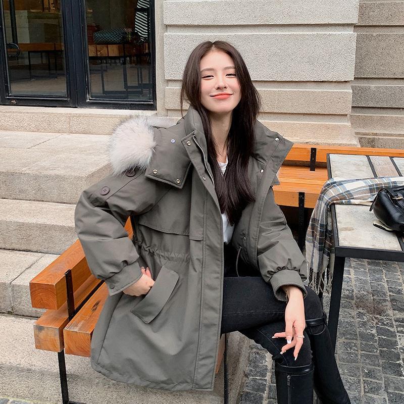 

Пай преодолевает волну женской новой зимней рабочей хлопковой одежды, свободных хлопковых курток, средних и длинных пуховых хлопковых курток. 2XL [Recommended 150-85kg]