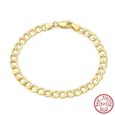 Šperky 5mm náramek S925 Sterling Silver Jednoduchý trend osobnosti Hip Hop Trendy Muži Náramek studeného větru Stříbrné šperky
