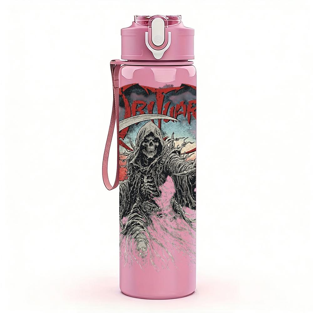 1PC Dark Skull Gothic Retro Art Print 750ml Portable Sports Water Bottle Leakproof Gym Outdoor Travel Drink Cup