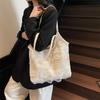Large Capacity Bag Women's New Fashionable and Cute Lace Shoulder Bag Commuter Versatile Woven Tote Bag