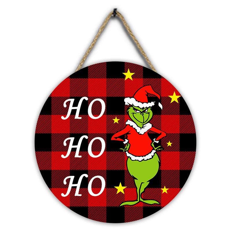 Grinch Wooden Wall Hanging Sign - Christmas Decoration