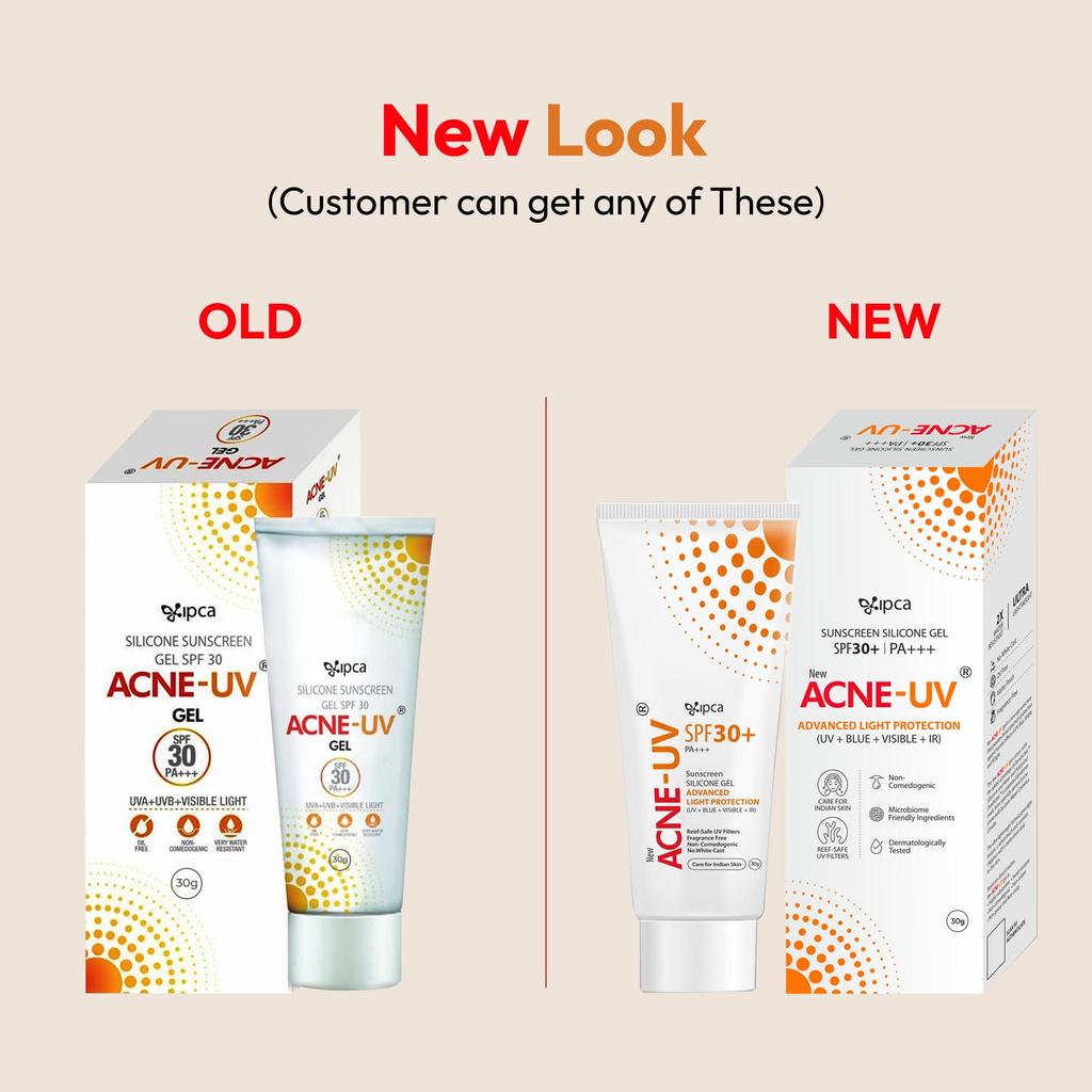 New ACNE-UV Gel Sunscreen SPF 30 PA+++ | 30g Sunscreen for Oily Skin Women & Men | Non-Comedogenic Silicone Gel | Visible Light Protection | Wate