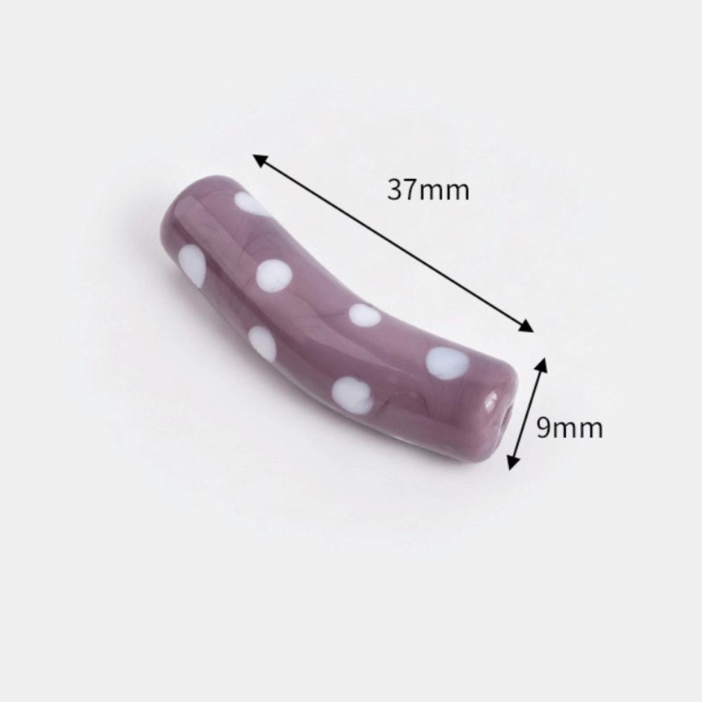 With Hole Curved Glass Beads 37 Styles Polka Dot Beads Lampwork Beads for 20pcs Diy Jewelry Making