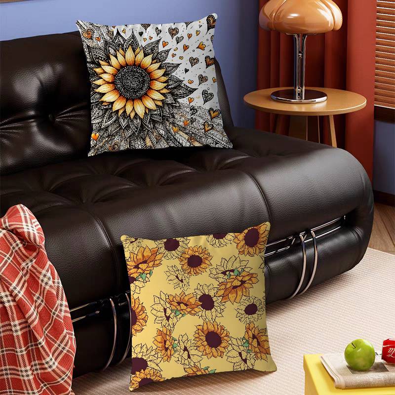 Art Sunflower Pillow Anime Pillow Sofa Bed Head Pillow Cover Cushion Cover 45x45 Cm Fashion