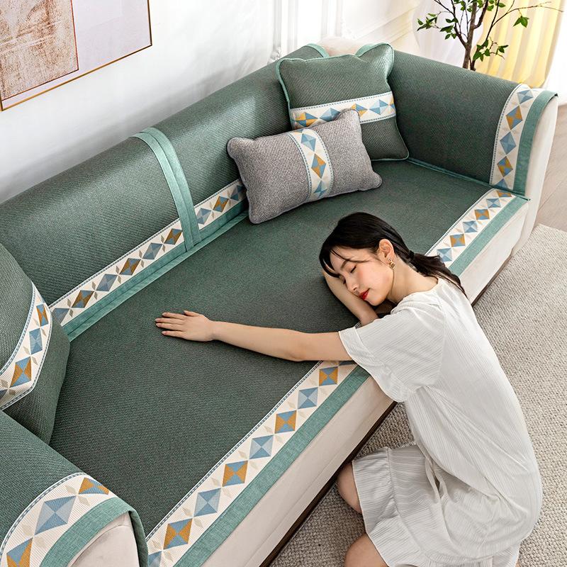 Sofa Cushion Summer Mat Cooling Rattan Rattan Mat Sofa Cover Ice Silk Simple Seat Cushion Modern High-End
