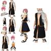 Conjunto de Fantasia Cosplay Premium de Fairy Tail Natsu Dragneel Com Cachecol e Saia Estilosos