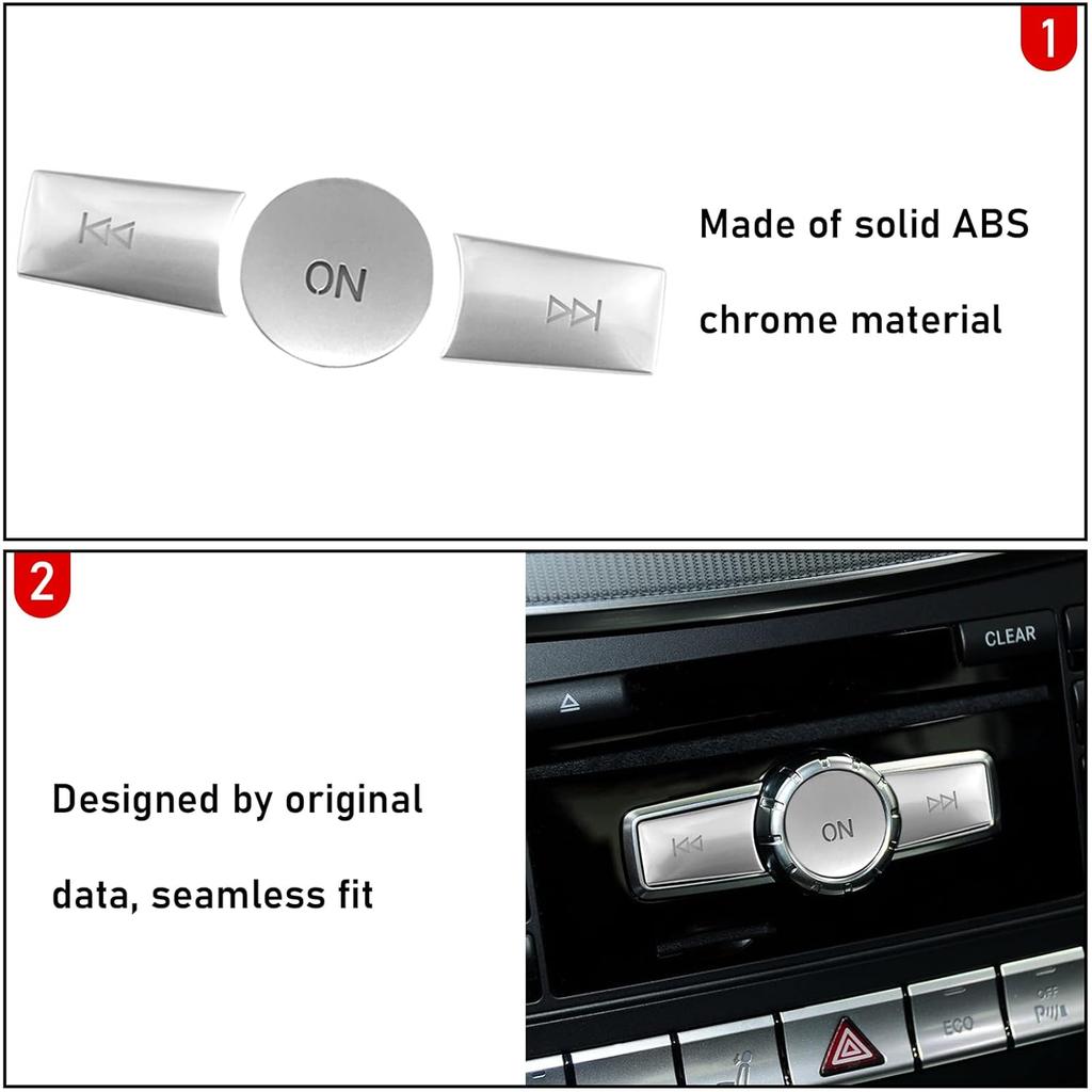 Jaronx Compatible with Mercedes Benz Radio Button Cover Stickers, X204/W204 Radio ON Volume Button Sticker Cover for Mercedes B W246/C W204/ E W212/