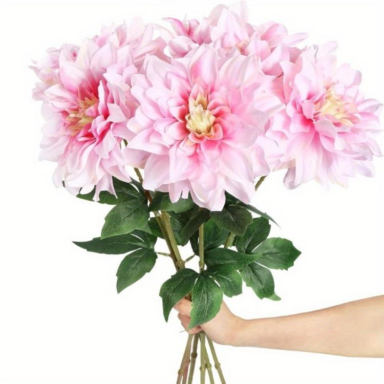 6 Pcs Fake Dahlia Artificial Flowers 60cm Faux Flowers Silk Dahlia Flowers Fake Flowers for Wedding Party Home Indoor Outdoor Decorations