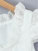 Women's Embroidered Lace Flutter Sleeve Top & Drawstring Cake Skirt Set