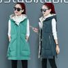 Waistcoat Cotton Vest Women Sleeveless Winter Autumn Female Hooded Warm Long Vest Solid Coat Female