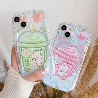 Cute Silicone Case for  Infinix Hot 30i Redmi Note 12 11 Samsung A54 A14 iPhone 11 13 Oppo Reno 8T Funda Cartoon Milk Tea Bear Cover Soft TPU Bumper
