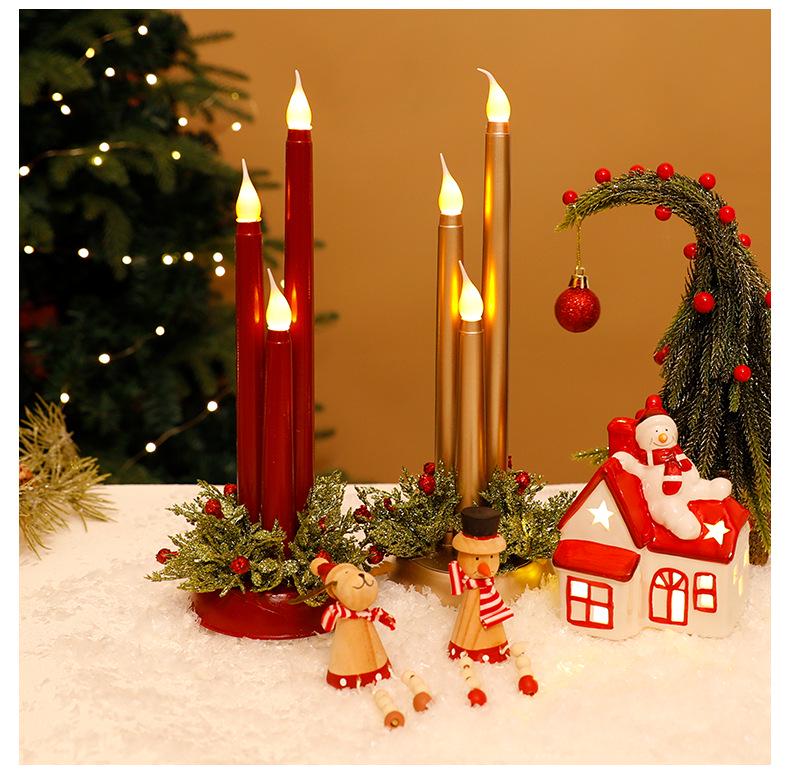 Christmas Candle Ornament: Desktop Decoration Holder with Night Light