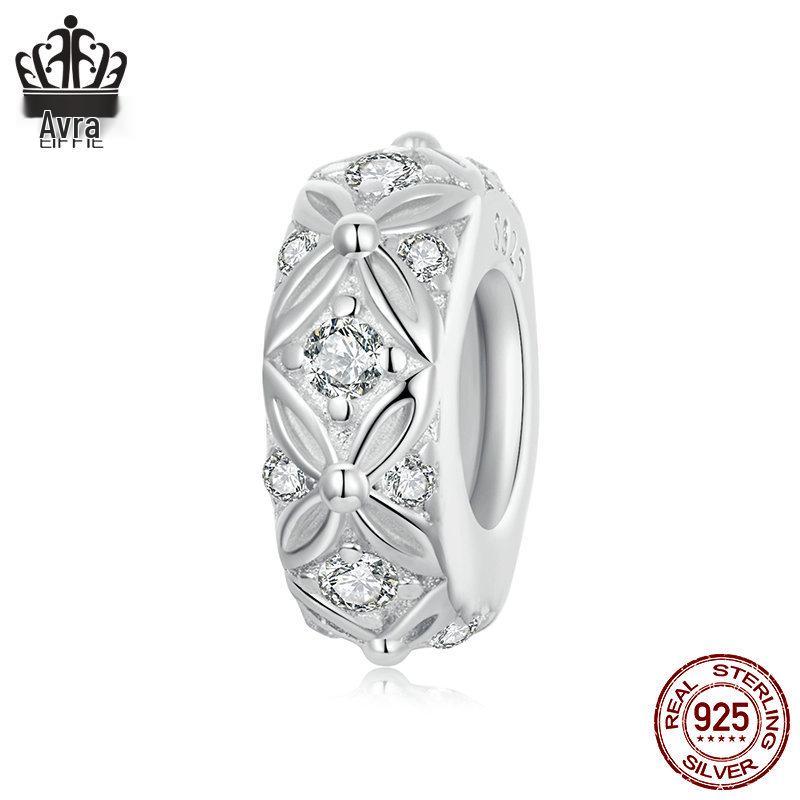 

Everjoy Retro Embossed Floral Silicone Spacer Beads - S925 Silver DIY Bracelet Positioning Beads