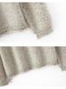Women's Round Neck Cashmere Sweater - Rolled Hem, Marled Dot Yarn, Warm Knit for Autumn/Winter
