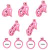 New Pink Male Chastity Cage Lock Cock Device Kit With 4 Arc Penis Rings Sex Toys For Men Gay Scrotum Adult Games Sex Shop 18+