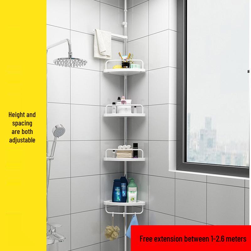 Stainless Steel Multi-Layer Corner Bathroom Rack with Retractable Toilet Storage